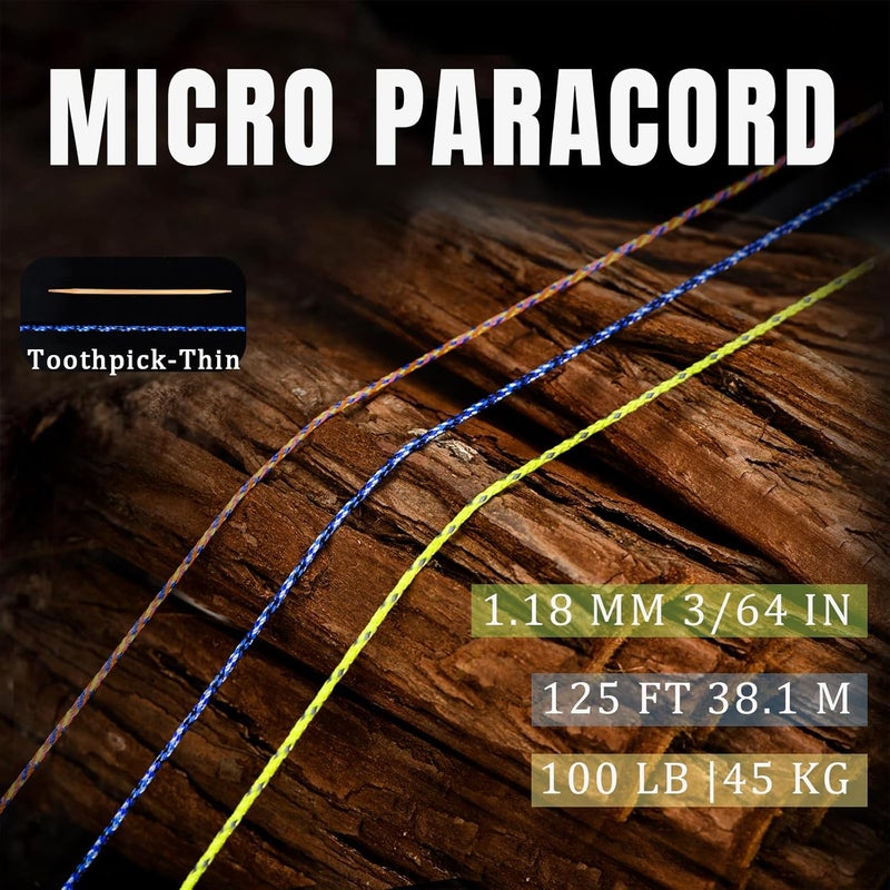 WEREWOLVES 1.18mm Micro Paracord – 125ft (38m) Lightweight Survival Cord,Thin Braided Rope for Survival Bracelets,Camping, Fishing, Wind Chime Replacement (Reflective Lemon Yellow, 125 ft) - Image 2